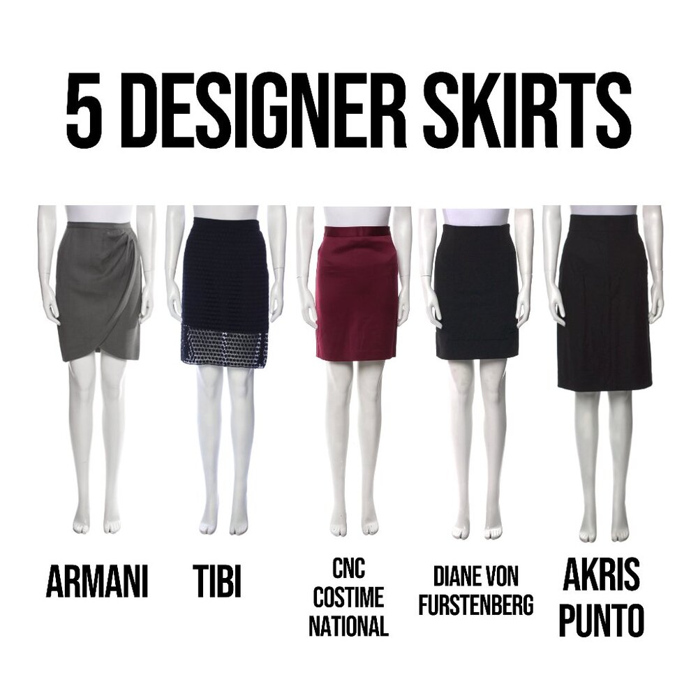 Set of 5 Designer Pencil Skirts for Size XS in Excellent Condition